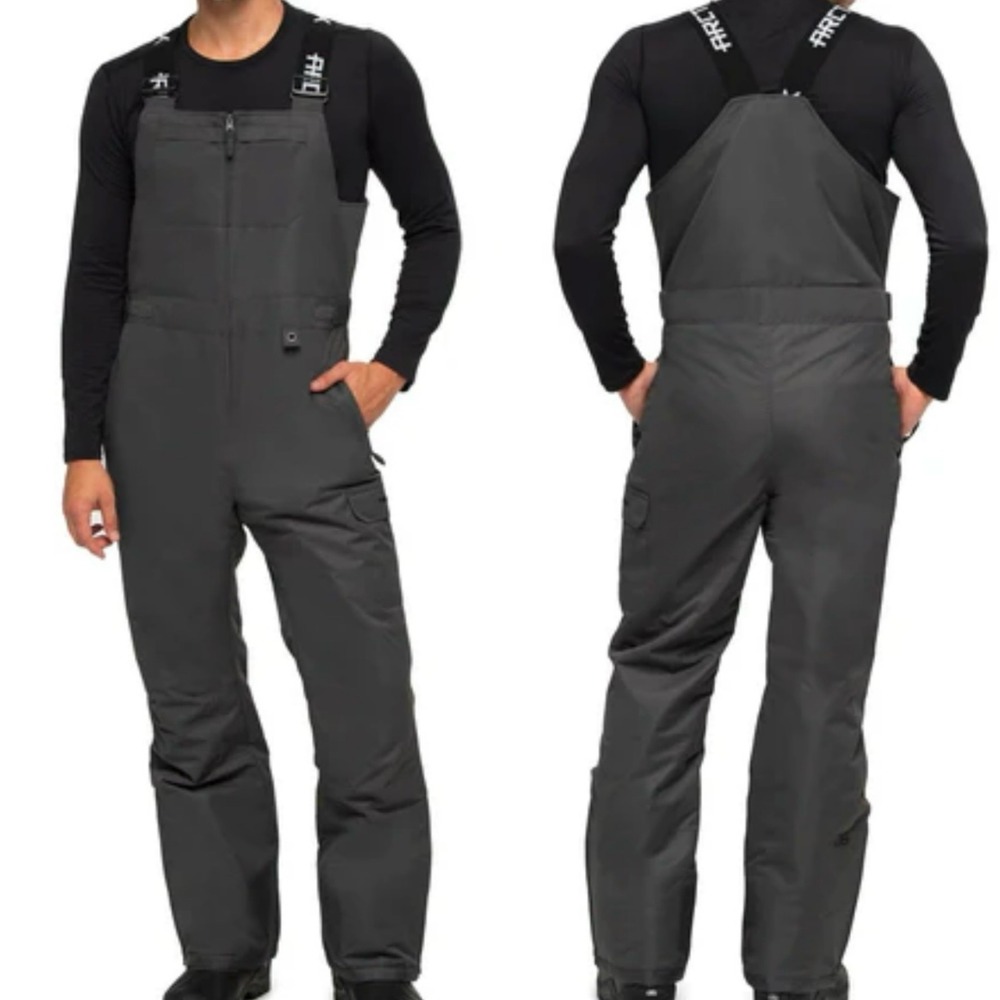 Arctix Mens Avalanche Insulated Ski Snow Bib Overalls Charcoal Gray L 32L